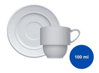 124039 - Xcara Germer Caf 100 ml em Porcelana Buffet PRO (com pires)