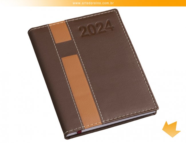 135L - Agenda Capa Vertical Marrom com Caneta