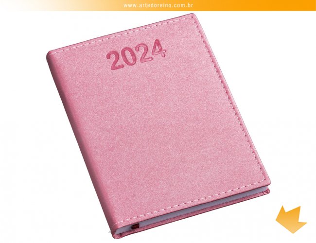 183L - Agenda Capa Metalizada Lisa Rosa