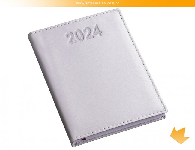 186L - Agenda Capa Metalizada Lisa Prata