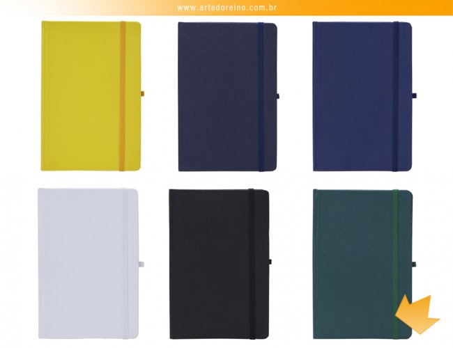 14882 - Bloco tipo Moleskine em Percalux Escovado com Suporte para Caneta (14 cm x 21 cm) | Pautado