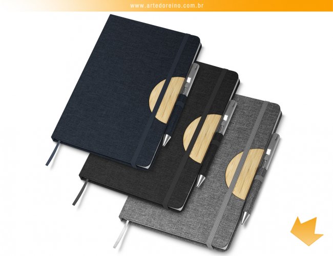 14985 - Bloco tipo Moleskine Ecolgico em rPET com Suporte de Celular (14 cm x 21 cm)