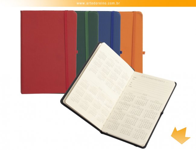 15095 - Bloco Planner Emborrachado Anual tipo Moleskine (14 cm x 21 cm)