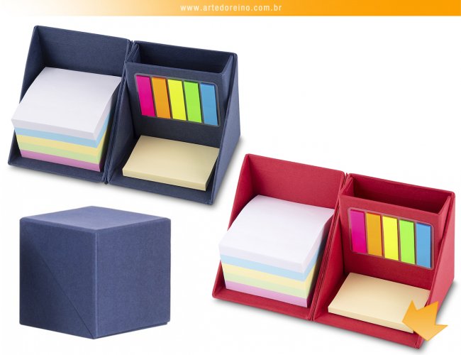 12516b - Bloco de Anotaes com Post-it Cubo e Porta Canetas (9,5 cm x 9,5 cm)