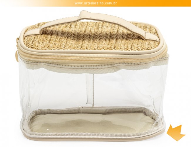 01708 - Necessaire em PVC e Palha