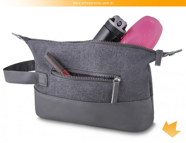 13987 - Necessaire em Nylon com detalhes em Couro Sinttico