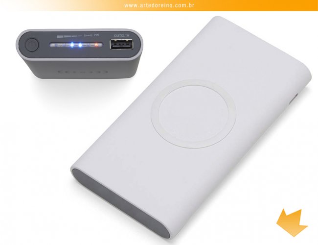 04050 - Power Bank 8000mAh com Carregamento via Induo ou via Cabo