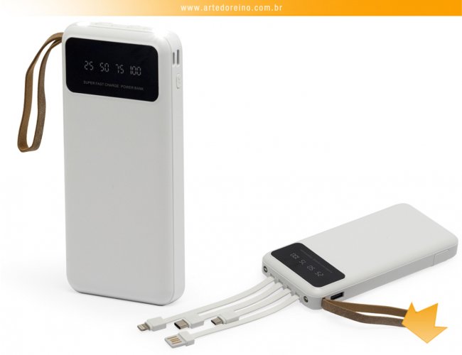 08014 - Power Bank 10.000mAh com Lanterna e Multissadas